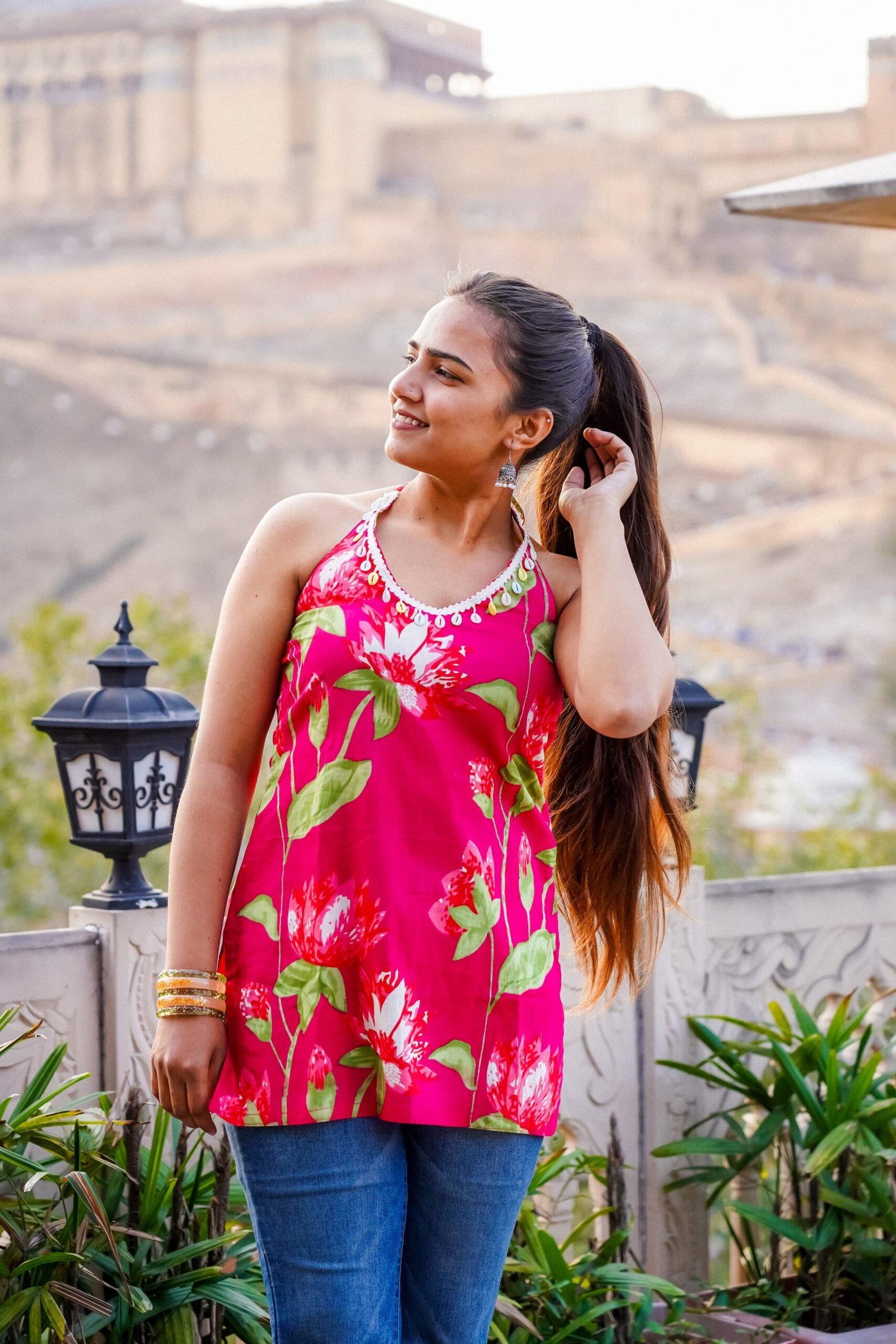 Pink Floral Halter Top