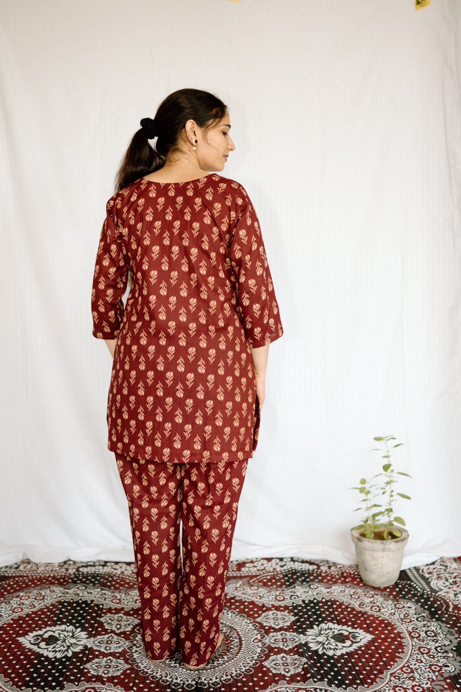 JAT02372-scaled-1.jpg Maroon & Beige Printed Cotton Co-Ord Set