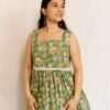 Sage Green Floral Printed Cotton Midi Dress