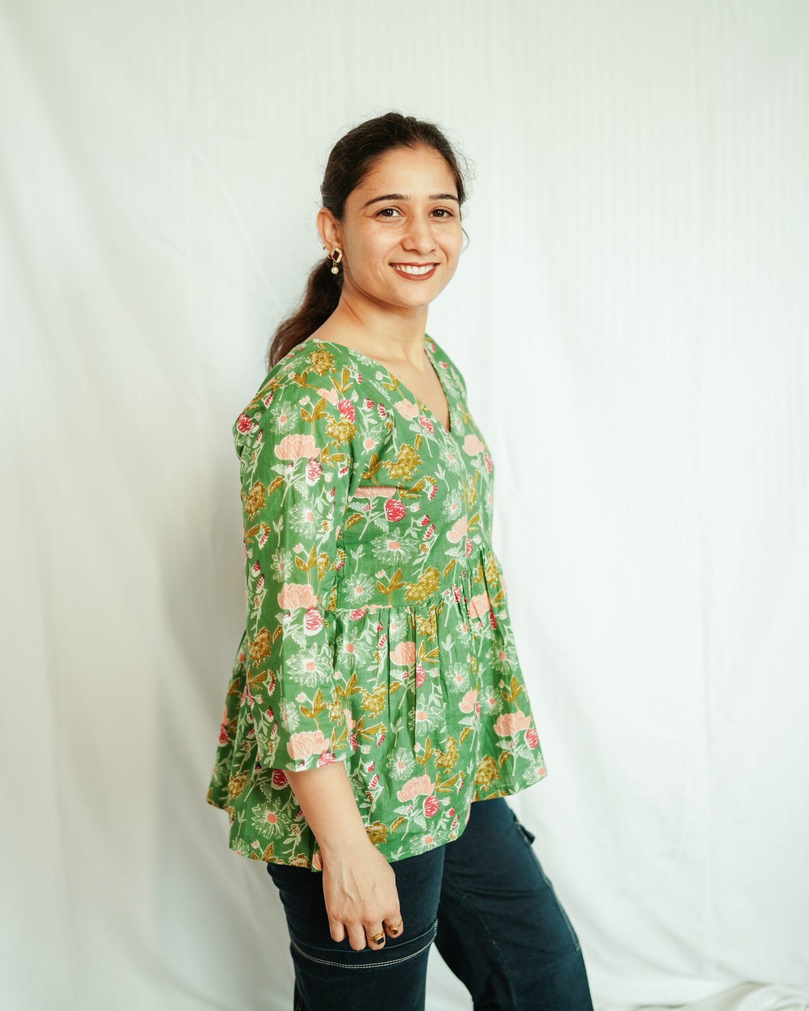 Green Meadow Floral Top
